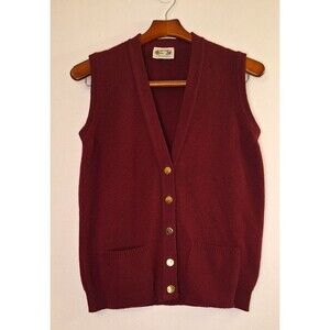EDINBURGH WOOLEN MILL Lambswool Sweater Vest Women's S(36) Burgundy Scotland